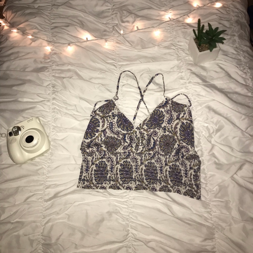 cropped floral tank top